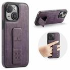 For iPhone 14 Fierre Shann Oil Wax Cow Leather Holder Back Phone Case(Purple) - 1