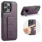 For iPhone 14 Pro Max Fierre Shann Oil Wax Cow Leather Holder Back Phone Case(Purple) - 1