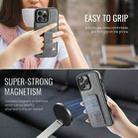 For iPhone 13 Pro Max Fierre Shann Oil Wax Cow Leather Holder Back Phone Case(Grey) - 3