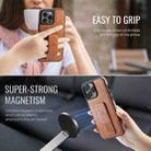 For iPhone 13 Pro Max Fierre Shann Oil Wax Cow Leather Holder Back Phone Case(Brown) - 3