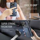 For iPhone 13 Pro Fierre Shann Oil Wax Cow Leather Holder Back Phone Case(Blue) - 3