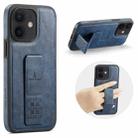 For iPhone 12 / 12 Pro Fierre Shann Oil Wax Cow Leather Holder Back Phone Case(Blue) - 1