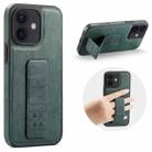 For iPhone 12 / 12 Pro Fierre Shann Oil Wax Cow Leather Holder Back Phone Case(Green) - 1