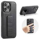 For iPhone 12 Pro Max Fierre Shann Oil Wax Cow Leather Holder Back Phone Case(Black) - 1