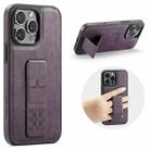 For iPhone 12 Pro Max Fierre Shann Oil Wax Cow Leather Holder Back Phone Case(Purple) - 1