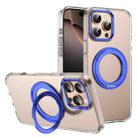 For iPhone 16 Pro Max Ice-Cold Rotating Ring Holder PC MagSafe Phone Case(Blue) - 1