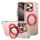 For iPhone 16 Pro Ice-Cold Rotating Ring Holder PC MagSafe Phone Case(Red) - 1