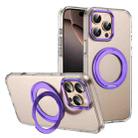 For iPhone 16 Pro Ice-Cold Rotating Ring Holder PC MagSafe Phone Case(Purple) - 1