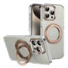 For iPhone 15 Pro Max Ice-Cold Rotating Ring Holder PC MagSafe Phone Case(Desert Gold) - 1