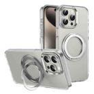 For iPhone 15 Pro Max Ice-Cold Rotating Ring Holder PC MagSafe Phone Case(Silver) - 1