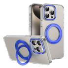 For iPhone 15 Pro Ice-Cold Rotating Ring Holder PC MagSafe Phone Case(Blue) - 1