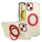 For iPhone 15 Plus / 14 Plus Ice-Cold Rotating Ring Holder PC MagSafe Phone Case(Red) - 1