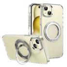 For iPhone 15 Plus / 14 Plus Ice-Cold Rotating Ring Holder PC MagSafe Phone Case(Silver) - 1