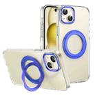 For iPhone 15 Ice-Cold Rotating Ring Holder PC MagSafe Phone Case(Blue) - 1