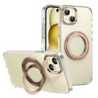 For iPhone 15 Ice-Cold Rotating Ring Holder PC MagSafe Phone Case(Desert Gold) - 1