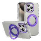 For iPhone 14 Pro Max Ice-Cold Rotating Ring Holder PC MagSafe Phone Case(Purple) - 1