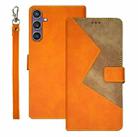 For Samsung Galaxy S24 FE 5G idewei Two-color Splicing Leather Phone Case(Orange) - 1