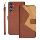 For Samsung Galaxy S24 FE 5G idewei Two-color Splicing Leather Phone Case(Brown) - 1