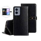 For Motorola Moto G55 5G idewei Crocodile Texture Leather Phone Case(Black) - 1