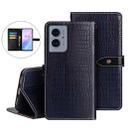 For Motorola Moto G55 5G idewei Crocodile Texture Leather Phone Case(Dark Blue) - 1