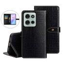For Motorola Moto G75 5G idewei Crocodile Texture Leather Phone Case(Black) - 1