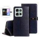 For Motorola Moto G75 5G idewei Crocodile Texture Leather Phone Case(Dark Blue) - 1