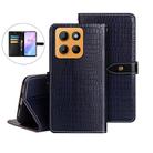 For Motorola Moto G15 idewei Crocodile Texture Leather Phone Case(Dark Blue) - 1