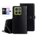 For Motorola Moto G15 Power idewei Crocodile Texture Leather Phone Case(Black) - 1