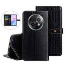 For Realme 13+ 5G idewei Crocodile Texture Leather Phone Case(Black) - 1