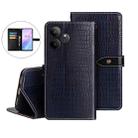 For Realme GT 6 5G Taiwan, China idewei Crocodile Texture Leather Phone Case(Dark Blue) - 1