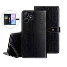 For Realme Note 50 idewei Crocodile Texture Leather Phone Case(Black) - 1