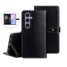 For Samsung Galaxy S25 5G idewei Crocodile Texture Leather Phone Case(Black) - 1