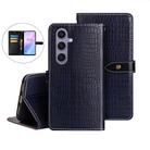 For Samsung Galaxy S25+ 5G idewei Crocodile Texture Leather Phone Case(Dark Blue) - 1