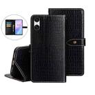 For Sony Xperia 10 VI idewei Crocodile Texture Leather Phone Case(Black) - 1