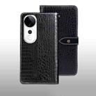 For vivo V40 5G idewei Crocodile Texture Leather Phone Case(Black) - 2