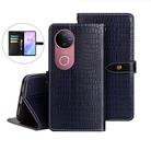 For vivo V50 5G Global idewei Crocodile Texture Leather Phone Case(Dark Blue) - 1