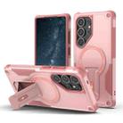 For Samsung Galaxy S24 Ultra 5G Armor MagSafe Holder PC Hybrid TPU Phone Case(Pink) - 1