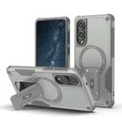 For Samsung Galaxy S25 Edge 5G Armor MagSafe Holder PC Hybrid TPU Phone Case(Grey) - 1