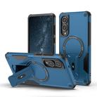 For Samsung Galaxy S25 Edge 5G Armor MagSafe Holder PC Hybrid TPU Phone Case(Dark Blue) - 1
