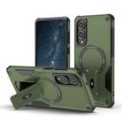 For Samsung Galaxy S25 Edge 5G Armor MagSafe Holder PC Hybrid TPU Phone Case(Army Green) - 1