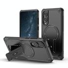 For Samsung Galaxy S25 Edge 5G Armor MagSafe Holder PC Hybrid TPU Phone Case(Black) - 1