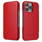 For iPhone 16 Pro Max Fierre Shann Top Layer Cowhide Business Magnetic Leather Phone Case(Red) - 1