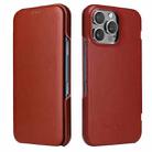 For iPhone 16 Pro Max Fierre Shann Top Layer Cowhide Business Magnetic Leather Phone Case(Brown) - 1