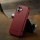 For iPhone 16 Plus Fierre Shann Top Layer Cowhide Business Magnetic Leather Phone Case(Red) - 3