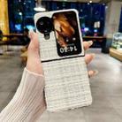 For OPPO Find N3 Flip Plaid Fabric PC Protective Phone Case(White) - 2