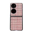 For Huawei P50 Pocket Plaid Fabric PC Protective Phone Case(Pink) - 1