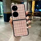 For Huawei P50 Pocket Plaid Fabric PC Protective Phone Case(Pink) - 2