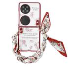 For Huawei Pocket 2 Sketch Flower Pattern Phone Case with Scarf Bracelet(Rose) - 1