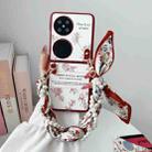 For Huawei Pocket 2 Sketch Flower Pattern Phone Case with Scarf Bracelet(Rose) - 2