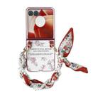 For Motorola Razr 50 Ultra Sketch Flower Pattern Phone Case with Scarf Bracelet(Rose) - 1